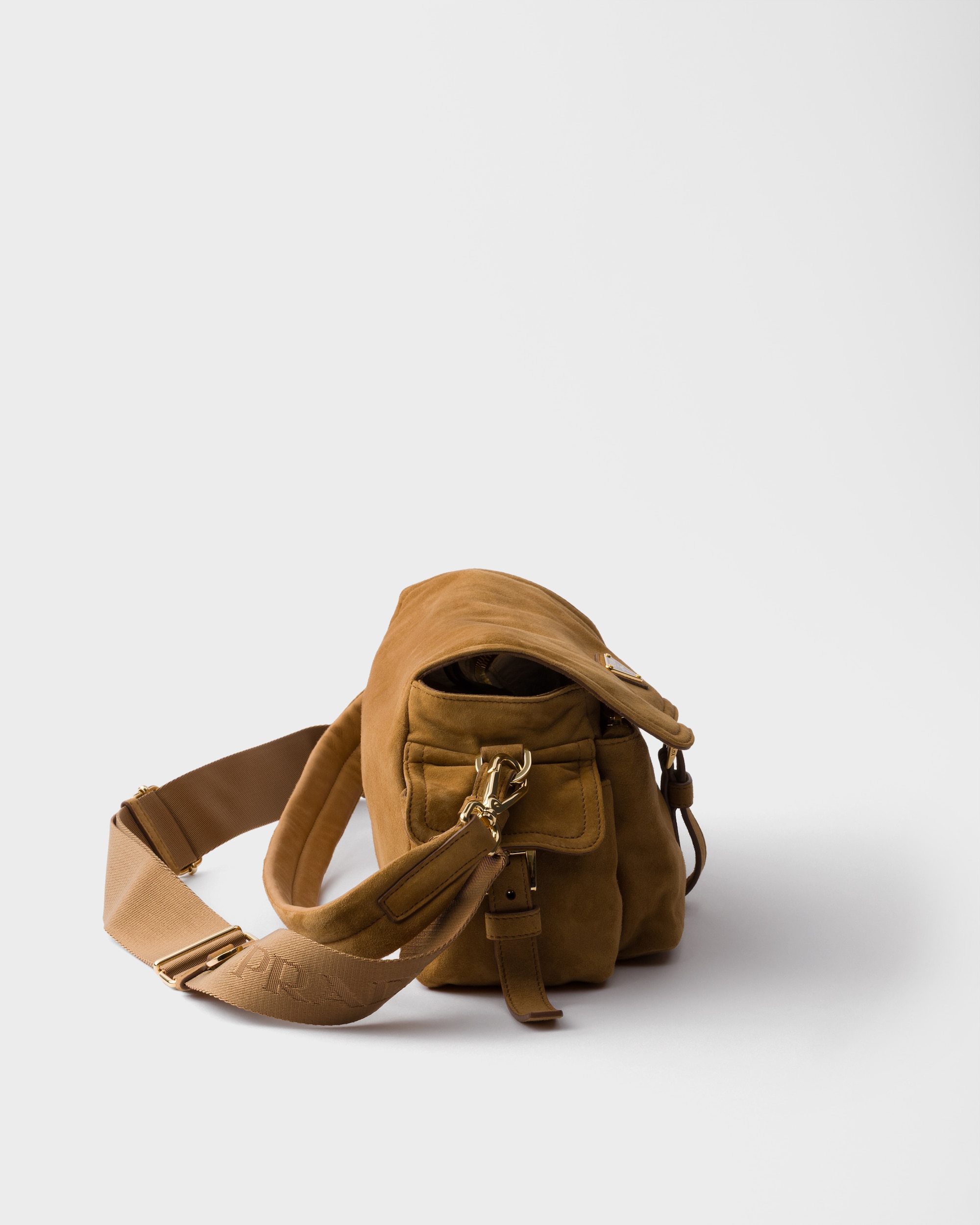 Prada Explore medium suede shoulder bag with flap - Image 7